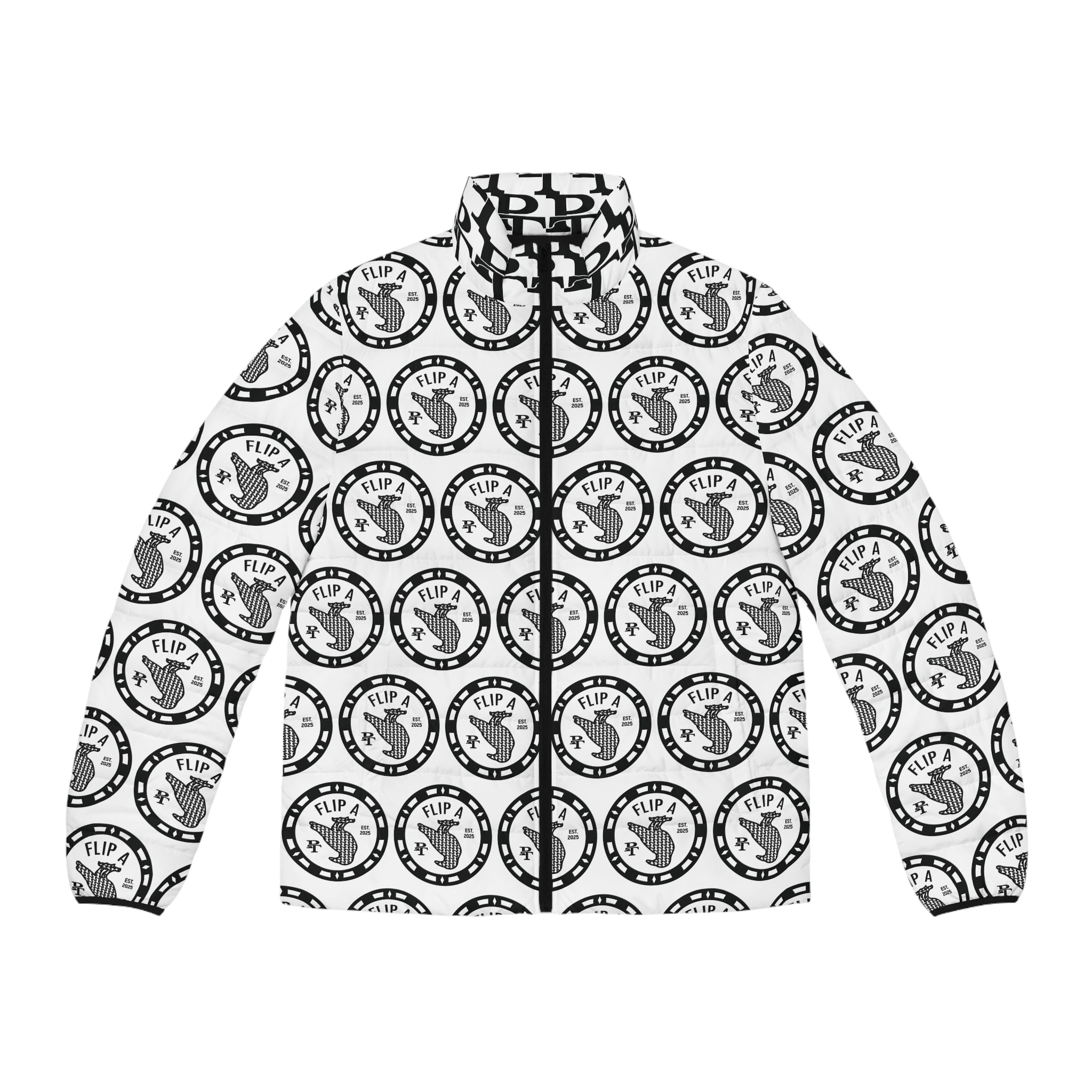 Paper Trail Flip a Bird Monogram Puffer Jacket