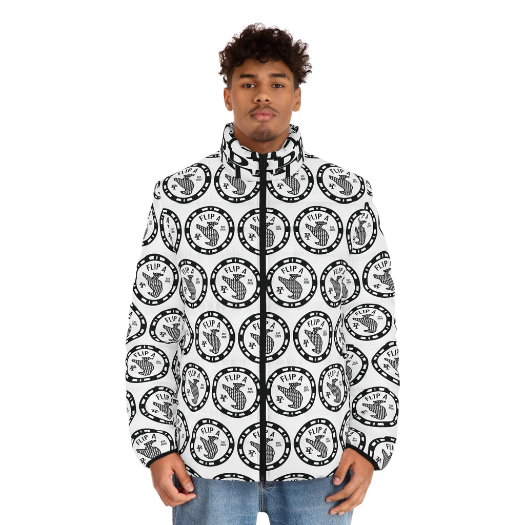 Paper Trail Flip a Bird Monogram Puffer Jacket