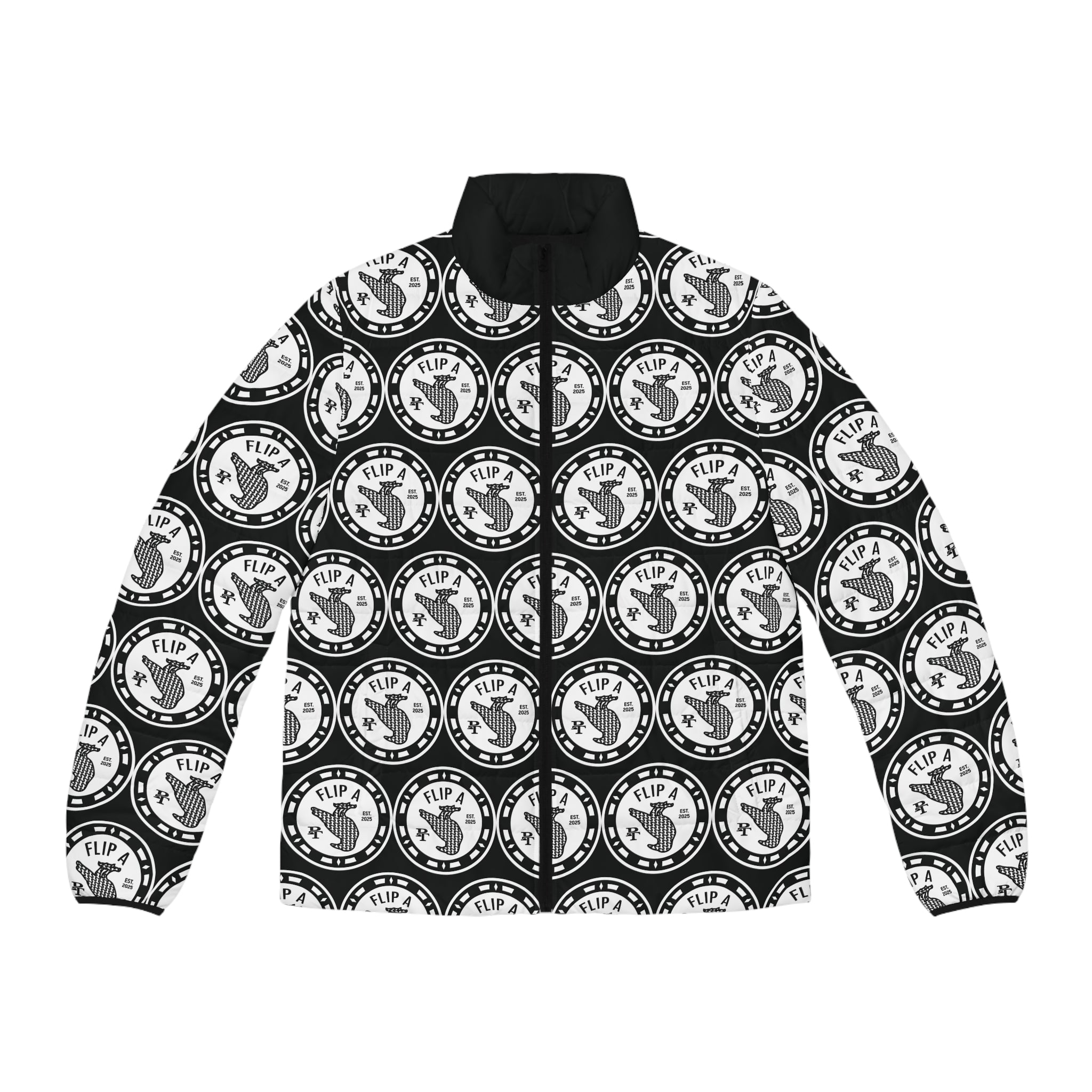 Paper Trail Flip a Bird Monogram Puffer Jacket