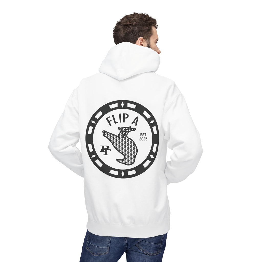 Flip a bird hoodie front and back logo