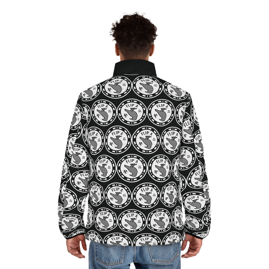 Paper Trail Flip a Bird Monogram Puffer Jacket
