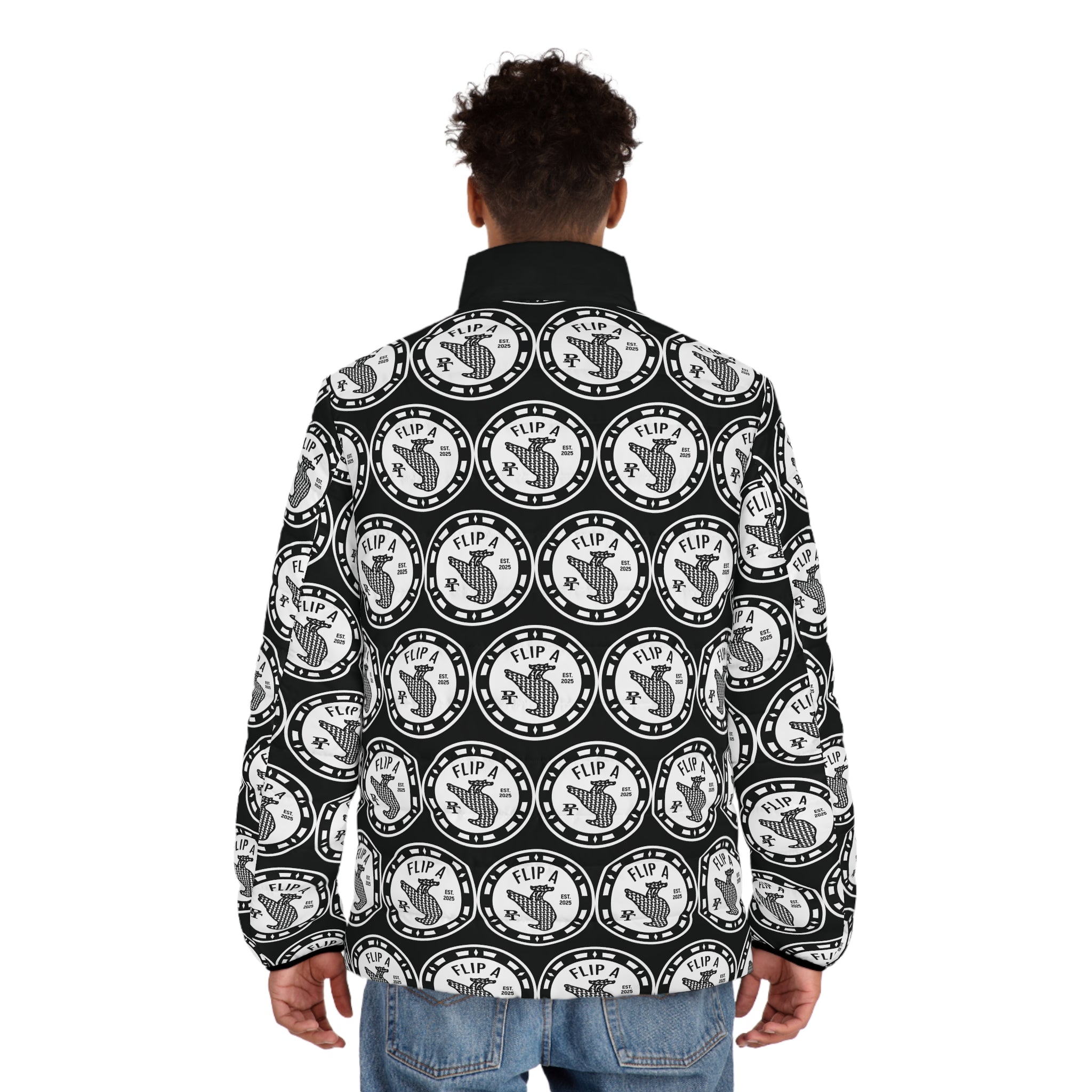 Paper Trail Flip a Bird Monogram Puffer Jacket