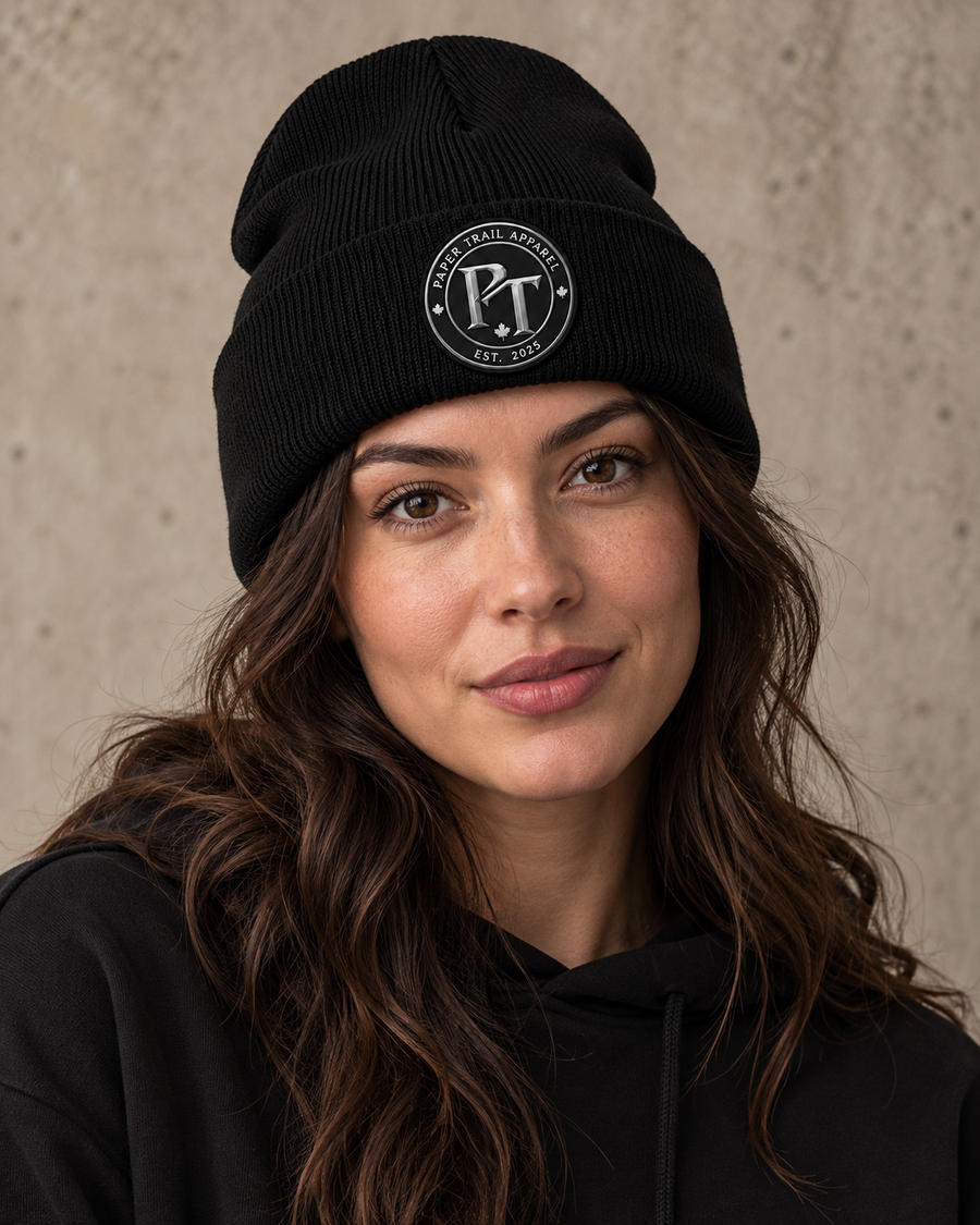Model mockup — PT Crest Beanie