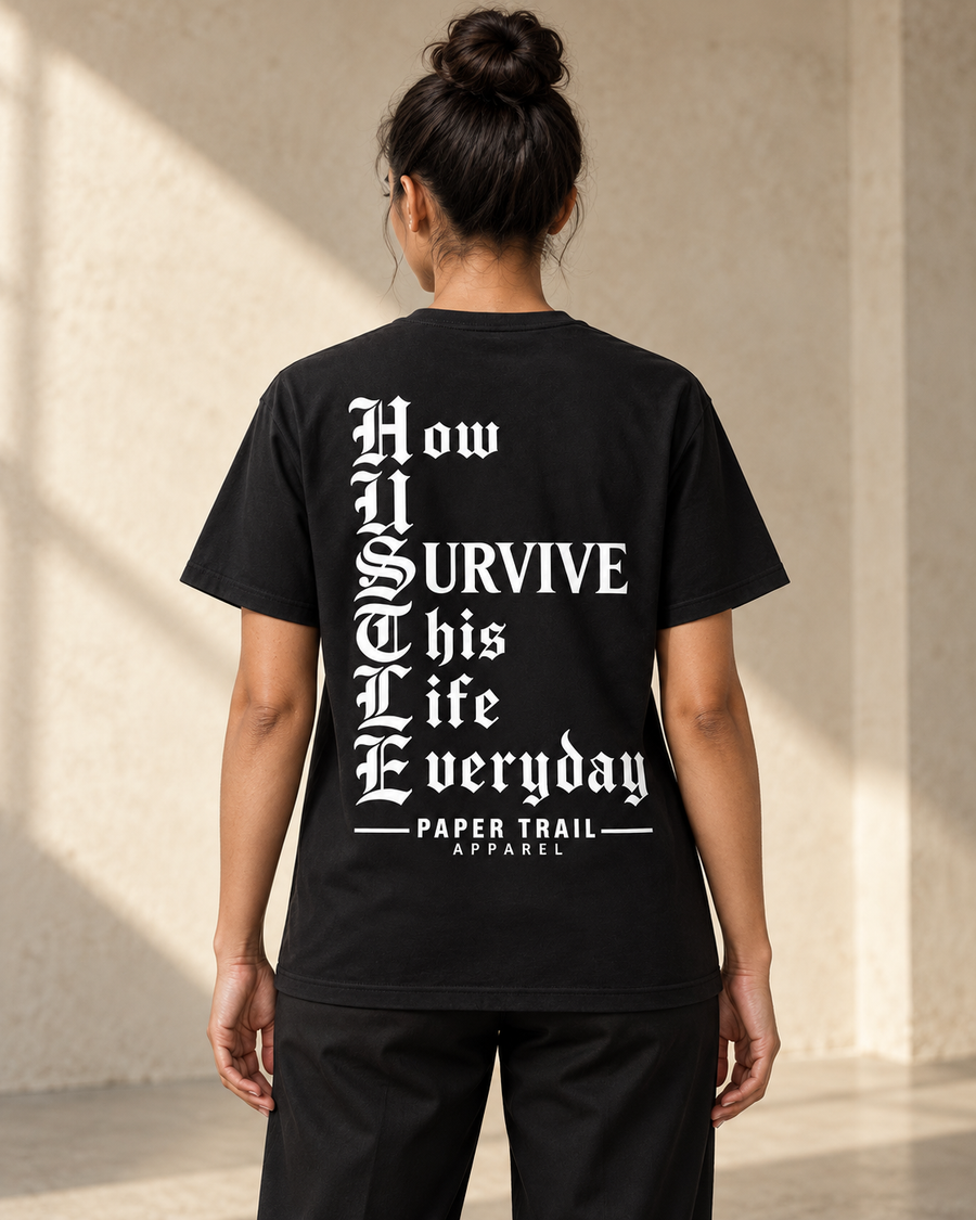 Model mockup — Everyday Hustle Tee