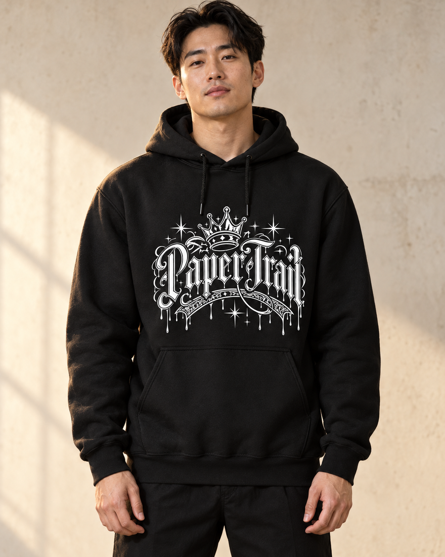 Model mockup — Crown Script Hoodie